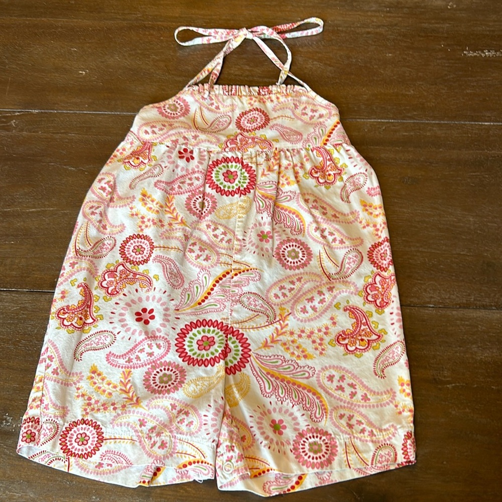 Little English Pink/White Paisley Cotton One-Piece Romper